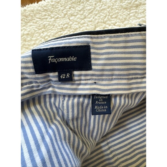 Faconnable Men's Cuffed Flat Front Khaki Pants Blue Size 42R /27 - Picture 3 of 9